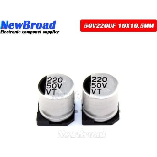 10PCS SMD Aluminum Electrolytic Capacitor 50V220UF 10*10.5MM 220UF50V 50V 220UF