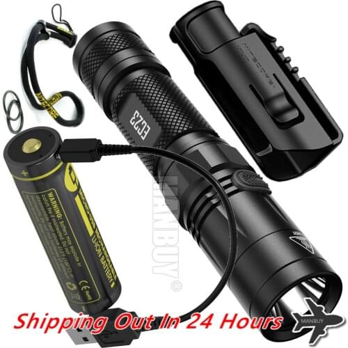 2020 NITECORE EC23 1800 LMs Flashlight 18650 USB Port Rechargeable Battery NTH10 Holster LED Torch outdoor camping Security Duty