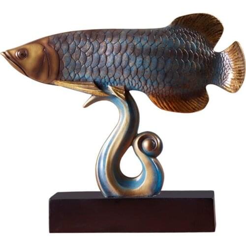 38 CM EUROPEAN AROWANA FURNISHING FISH STATUE CREATIVE RESIN ART&CRAFT HOME DECORATION DESKTOP DECORATION OFFICE R2303