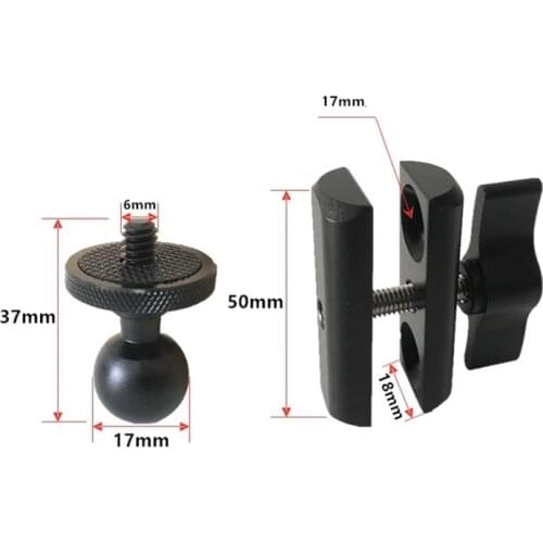 Aluminium Alloy 5cm Length Double Socket Arm with 17mm Mount for Ball Base Mount Motorcycle Actiona Camera Arm