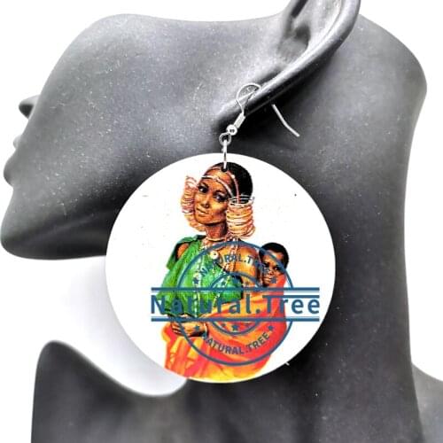 Free Shipping!!Trial african woman wooden earrings