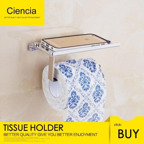 Free Shipping Stainless Steel Chrome Toilet Paper Holder Bathroom Tissue Holder Paper Roll Storage with Wall Mount No drilling