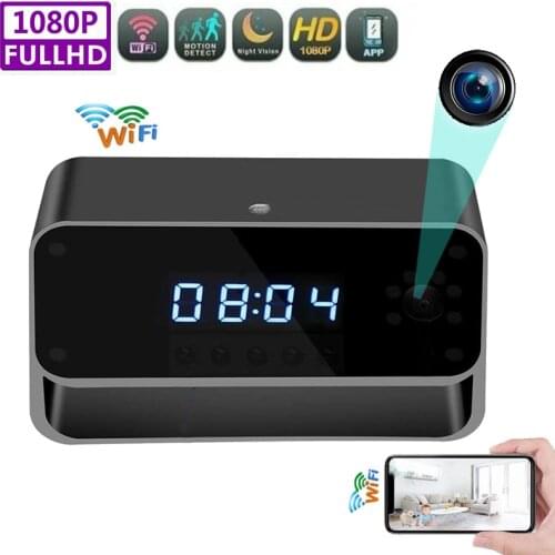 Remote Digital Alarm Clock With Camera IP WiFi Wireless Home Security Recorder Mini 1080P spy Camera WiFi Smart Wall Clock DVR