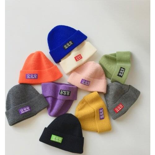 Kids Baby Knitted Cap Autumn Winter New Children Hat Korean Edition Smiling Face Boy Girl Wool Hats Fashion Unisex Beanies Caps
