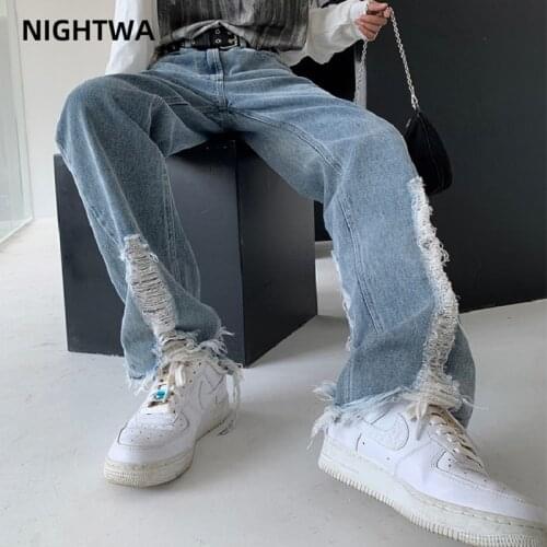 NIGHTWA Summer and Autumn Womens Jeans High Waist Loose Pants Jeans Cargo Pants Ripped Jeans for Women Streetwear Denim Pants