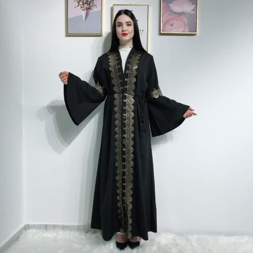 Elegnat Muslim Abaya Print Maxi Dress Cardigan Long Robe Gowns Kimono Ramadan Eid Islamic Prayer Clothing Worship Service
