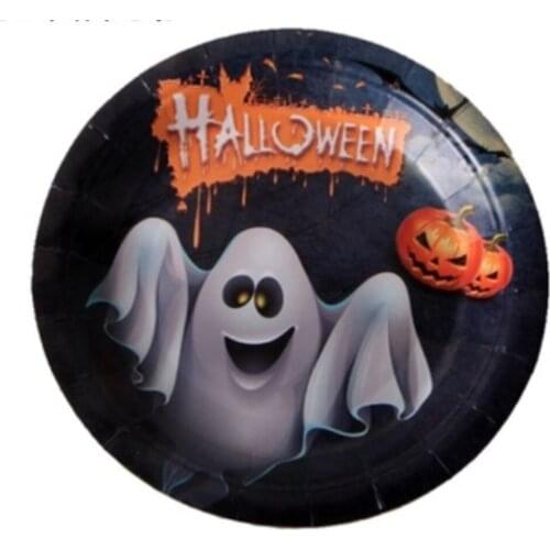 Halloween Party Tableware White Cloth Fright Horror Ghost Disposable Net Red Paper Plate Personality Horror Theme Ghost