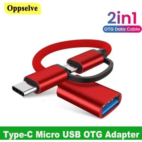 2 in 1 OTG Adapter Cable USB2.0 to Micro USB Type C Data Sync Converter USBC Cable Type-C Microusb For PC MacBook U Disk Car MP4