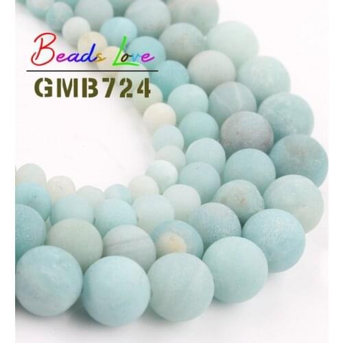 4mm-12mm Natural Stone Dull Polish Matte Blue Amazonite Round Loose Spacer Beads for Jewelry Making Diy Bracelet Jewellery 15