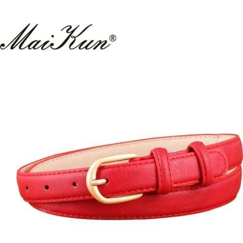 MaiKun Thin Belts for Women Belt Female Gold Pin Buckle PU Leather Belt for Jeans