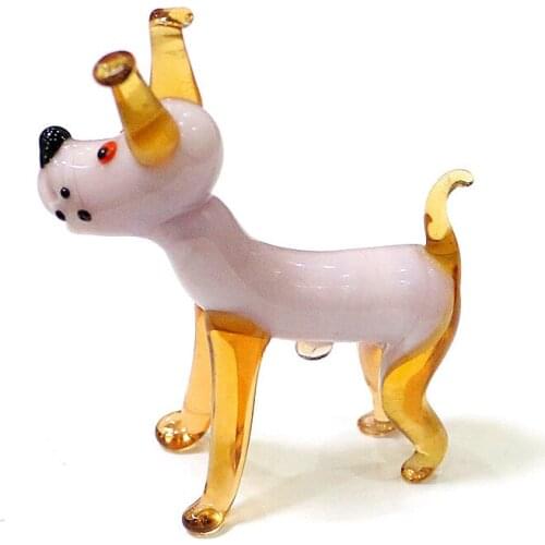 Mini Handmade Glass Dog Craft Figurines Home Desktop Room Decor Ornaments Cute Vivid Simulation Animals New Year Gifts For Kids