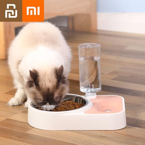 New Xiaomi Dog Bowl Moisture Proof Mouth Dual Use Pet Bowl Cats Automatic Feeder Pet Double Bowl Automatic Drinking Basin Youpin