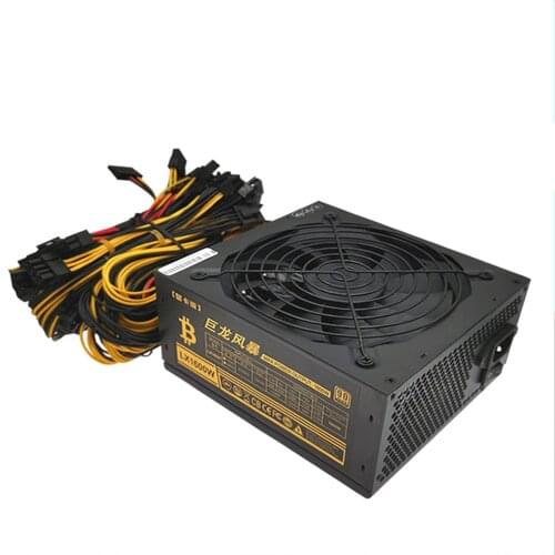 100V-240V AC 1600W Modular Power Supply For 6 GPU Eth Rig Ethereum Coin Mining Miner 90 Gold 20+4 Pin 6+2 Pin PCI Express