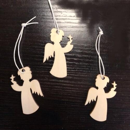 Cartoon Angle With Wing Laser Die Cutting Wooden Veneer Engrave Wood Shape Decoration Pendant DIY Crafts Household Supplies
