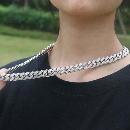 12mm mens platinum iced diamond Miami Cuba Link Necklace