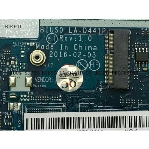 KEFU AVAILABLE SUPER BIUSO LA-D441P Laptop Motherboard FOR Lenovo 510S-13ISK NOTEBOOK ON BOARD PROCESSOR SR2EX 4405U