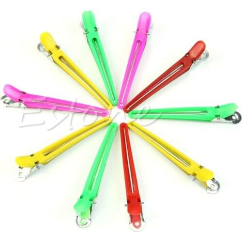 New 10 Pcs Colorful Hairdressing Sectioning Clips Clamps Hair Salon Styling Grip