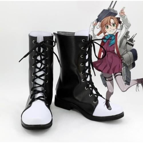 Kancolle Akigumo Shoes Cosplay Kantai Collection Akigumo Cosplay Boots Black Shoes Custom Made Any Size