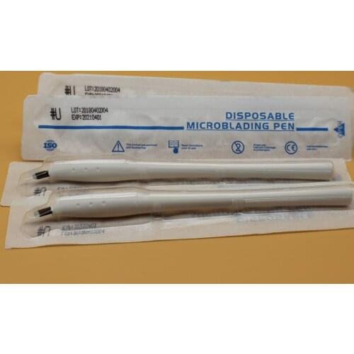 10 Pcs Disposable Microblading Pen With U Shape 18 Needle Eyebrow Blade Manual Microblade Needle Tool in Expiry date/Lot NO