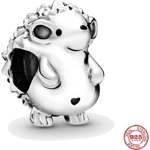 New 925 Sterling Silver Beads Nino the Hedgehog Charm Fits Original Pandora Bracelets DIY Jewelry Making For Women Gifts