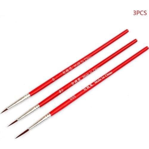 3pcs 0 00 000 Hook Line Pen Professional Fine Tip Drawing Brushes for Acrylic Q1JC