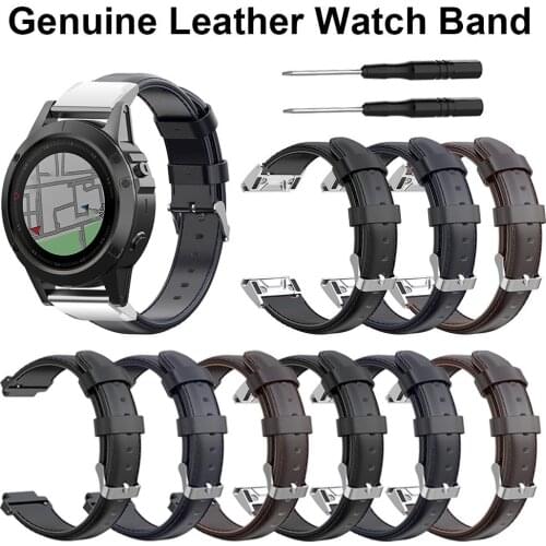 For Genuine Leather Watch Strap Wrist Band For Garmin Forerunner230 235 620 630 735/Fenix5 Forerunner945 935/Fenix3 Fenix5X