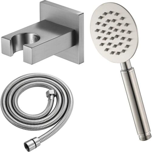 Handheld Stainless Steel Shower Head Set With Copper Base And 1.5M Stainless Steel Hose Bathroom Shower Accessories