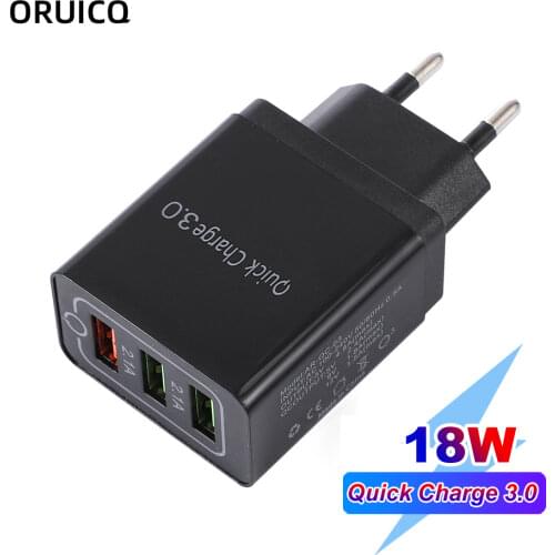 Fast 3 USB Charger Quick Charge 3.0 Fast USB Wall Charger Portable Mobile Charger QC 3.0 Adapter for Xiaomi iPhone X EU US Plug