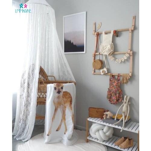 Summer Baby Crib Netting Fantasy Light Yarn Cotton Baby Infant White Lace Dome Mosquito Net Children Room Decoration Bed Curtain
