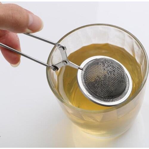 Stainless Steel 4.5cm Handle Mesh Ball Tea Strainer Tea Infuser Spice Filter Squeeze Locking Spoon