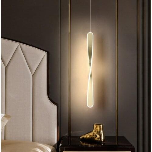 LED Strip Pendant Light Acrylic Living Room Bedroom Bedside Pendant Lamp Net Red Single Head Linear Art Design