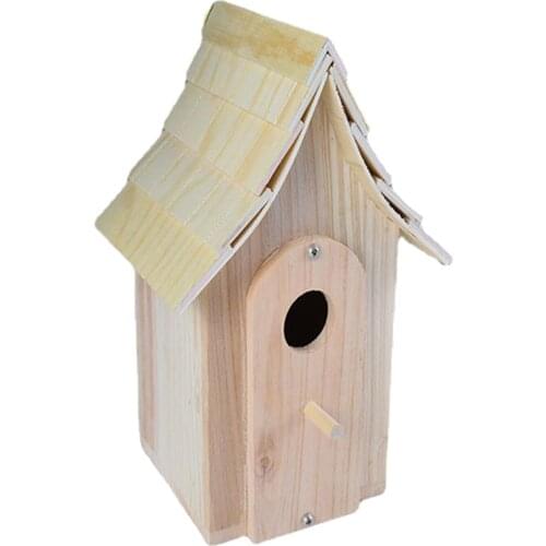 Outdoor Bird House Hanging Novel in Shape Small Wooden Stick Resting Place