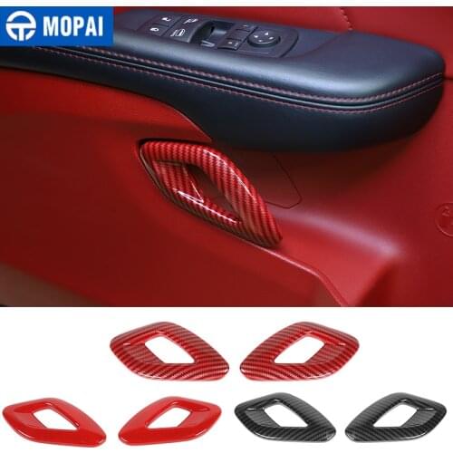 MOPAI Interior Mouldings for Challenger 2015+ Car Door Inner Handle Decoration Cover for Dodge Challenger 2015+ Accessories