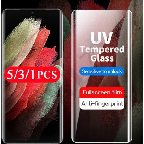 5/3/1Pcs 9D UV tempered glass for Samsung Galaxy S21 S20 note 20 Ultra 10 S10 S9 S8 plus protective phone screen protector film