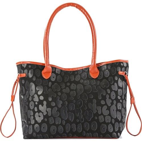 Ladies Retro Shoulder Bag Girls Leisure Style Color Matching Irregular Printing Large Capacity Casual Travel Handbag