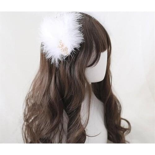 Lolita Side Clip White Feather Angel Wings Wedding Headdress Women Hair Accessories Hairpin B1780