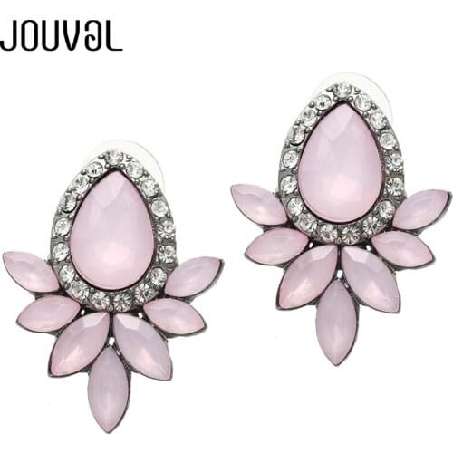 JOUVAL Fashion Crystal Stud Earrings For Women Earring Geometric Rhinestone Ear Studs Earing Brincos Female Girls Jewelry