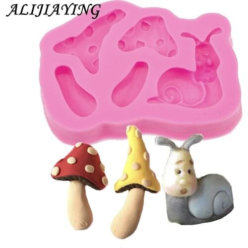 1Pcs 3D Snail Mushroom Silicone Mold Fondant Cake Decoration Chocolate tools Kitchen Baking Accessories DIY Mold D0510