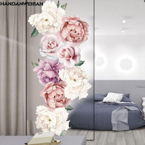 1PCS 3D Peony Wall Stickers DIY 8 Flowers Chinese Style Wallpaper For Bedroom Living Room Decals Mural Home Decor kid Girls Gift
