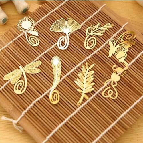 1pcs Cute Kawaii Gold Bookmark Creative Metal Bookmarks for books macker Paper Creative Products Stationery