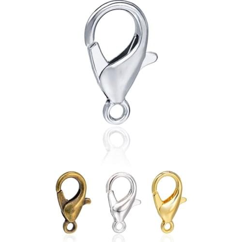 100pcs New Fashion 8*12mm bronze/gold/rhodium/silver Alloy Lobster Clasp Hooks For DIY Bracelet&Necklaceb Jewelry Finding