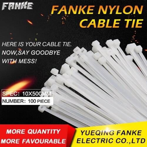 100Pcs/pack 10*500mm high quality Width9.0mm white color National Standard Plastic self-locking nylon cable ties,wire zip tie
