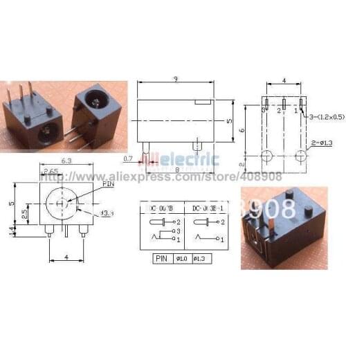 1000pcs/lot 3.5mm x 1.3mm DC Sockets Jack Female PCB DC Power Charger Sockets Soldering