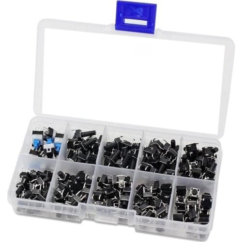 180pcs 10 Kinds of 6x6 Smart Electronics Push Button Switch Tactile Push Button Switch Micro-Momentary Tact Assortment Kit