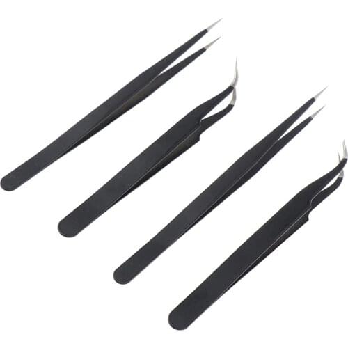 2Pcs/Set Cake Mold Sugarcraft Tool Anti-static Elbow and Straight Stainless Steel Tweezers for Kitchen Bakeware Decoration