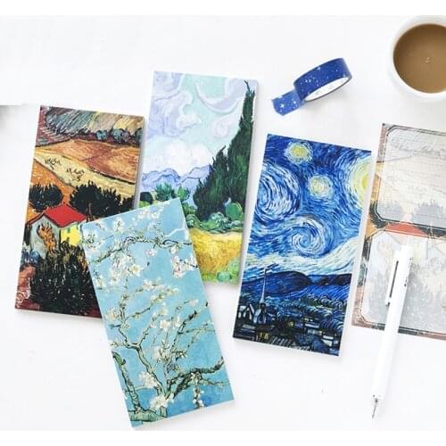 2 pcs/Lot Mini planner notebook Vintage painting Starry star Flower memo copybook Stationery items Office School Supplies A6104
