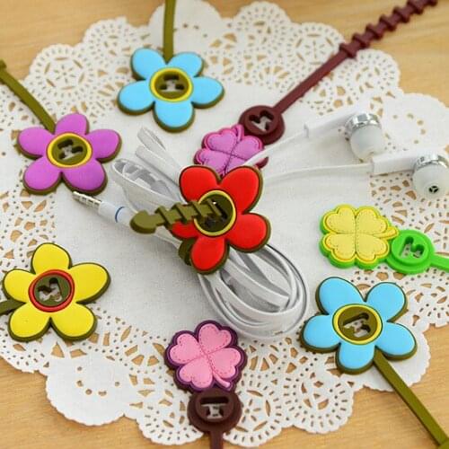 20PCS/lot Sun flower Cable Winder Headphone Earphone Cable Organizer Wire Cord Holder for USB Data Line Cables Manager