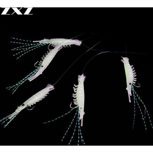 200pcs 40Bags Soft Lumious Fishing Lures with Artificial Hooks Sabiki Rigs Bionic Fluorescent Shrimp String Hooks Tackle