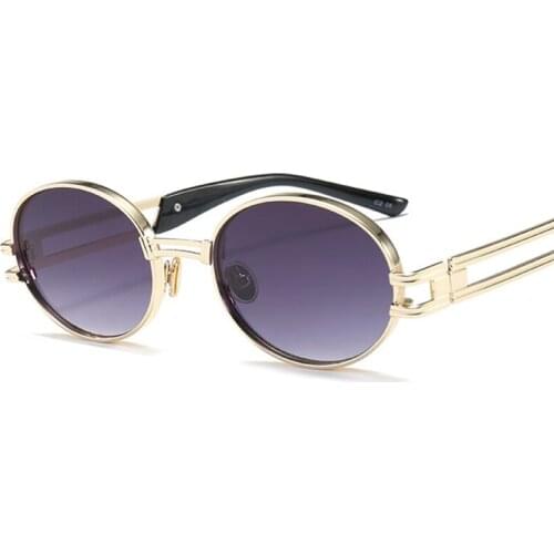 2018 Women Metal Sunglasses Steampunk Men Retro Small Round Sun Glasses Punk Unisex Female Oval Lens Glasses Vintage Shades