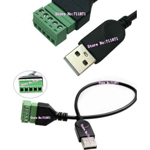 30cm 5Pin Screw Terminal Female Usb2.0 Cable Line Usb2.0 Male 5Pin Custom No soldering Cable Line 5P Custom Usb Data power cord